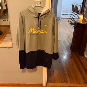 Nike Gray and Blue Michigan Hoodie